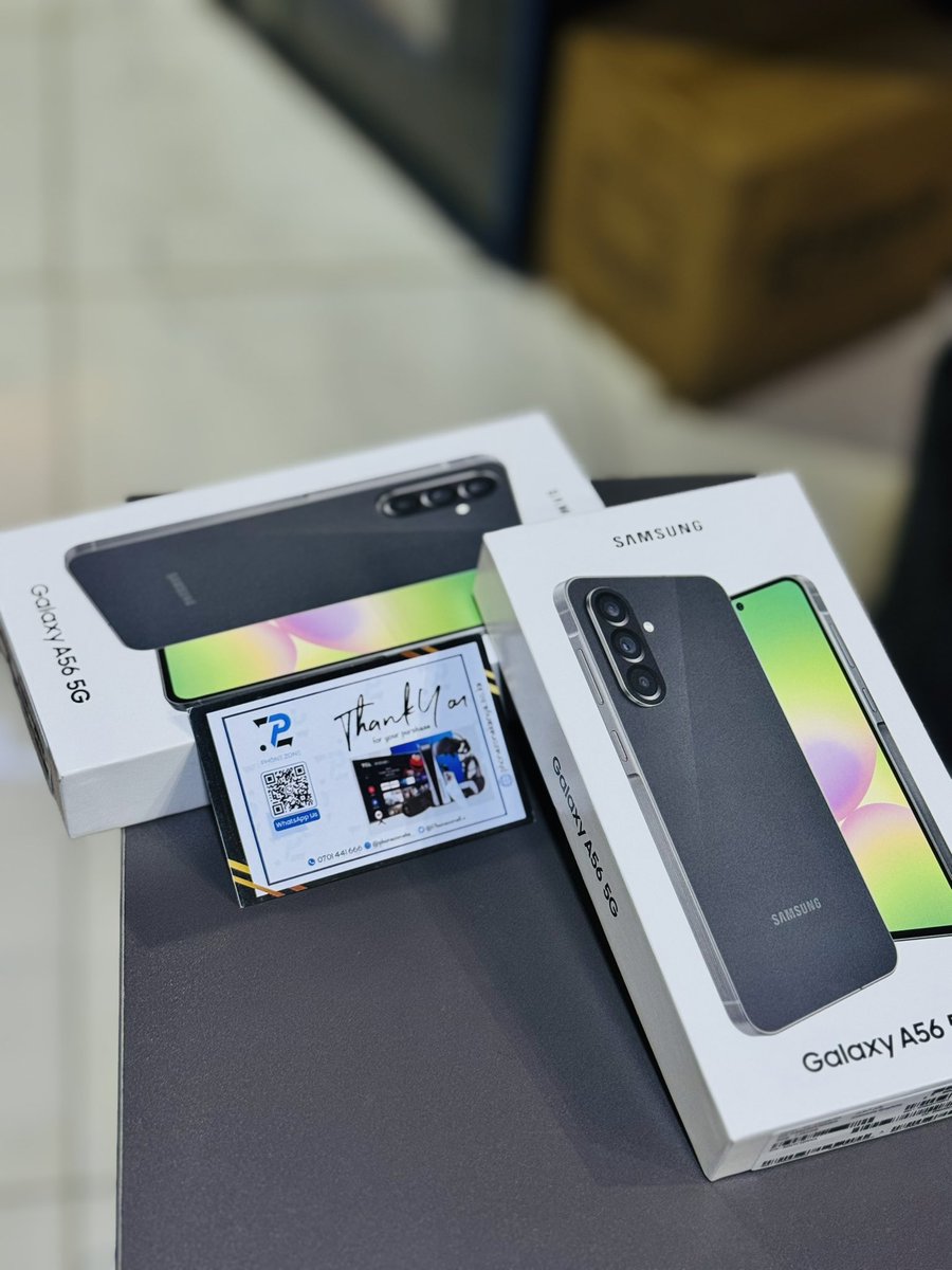 Samsung A56 ( UAE  warranty)

8GB+256GB -kshs  43,000
8GB + 128GB~Kshs 38,000

Display -6.7 inches Super AMOLED, 120Hz,HDR10+
Android 15 (6 major upgrades )
Chipset -Exynos 1580 (4nm)
CPU -2.9GHz 
Main camera-50MP+ 12MP+5MP
Selfie-12MP
Under display fingerprint 
5000 mAh 
45W