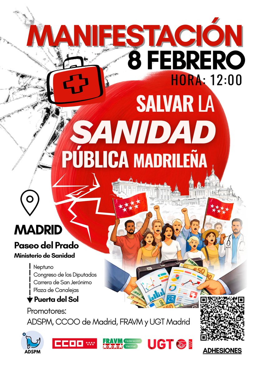 elpcm's tweet image. Las comunistas de Madrid estaremos junto a IU Madrid en la manifestación por la sanidad pública del próximo domingo