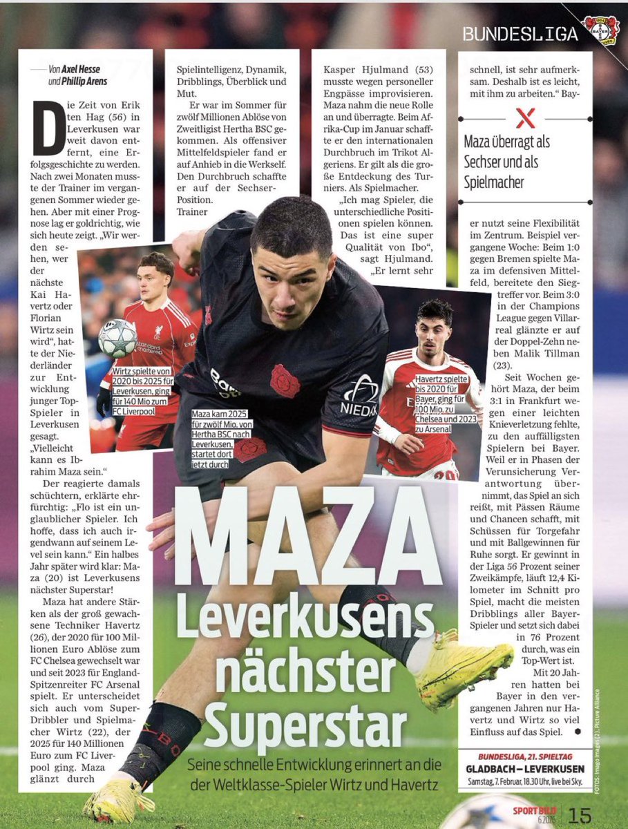 Ibo Maza est considéré comme le futur crack de demain par Leverkusen comme l’ont été Florian Wirtz et Kaï Havertz. 🖤❤️

🗞️<a href="/BILD/">BILD</a>