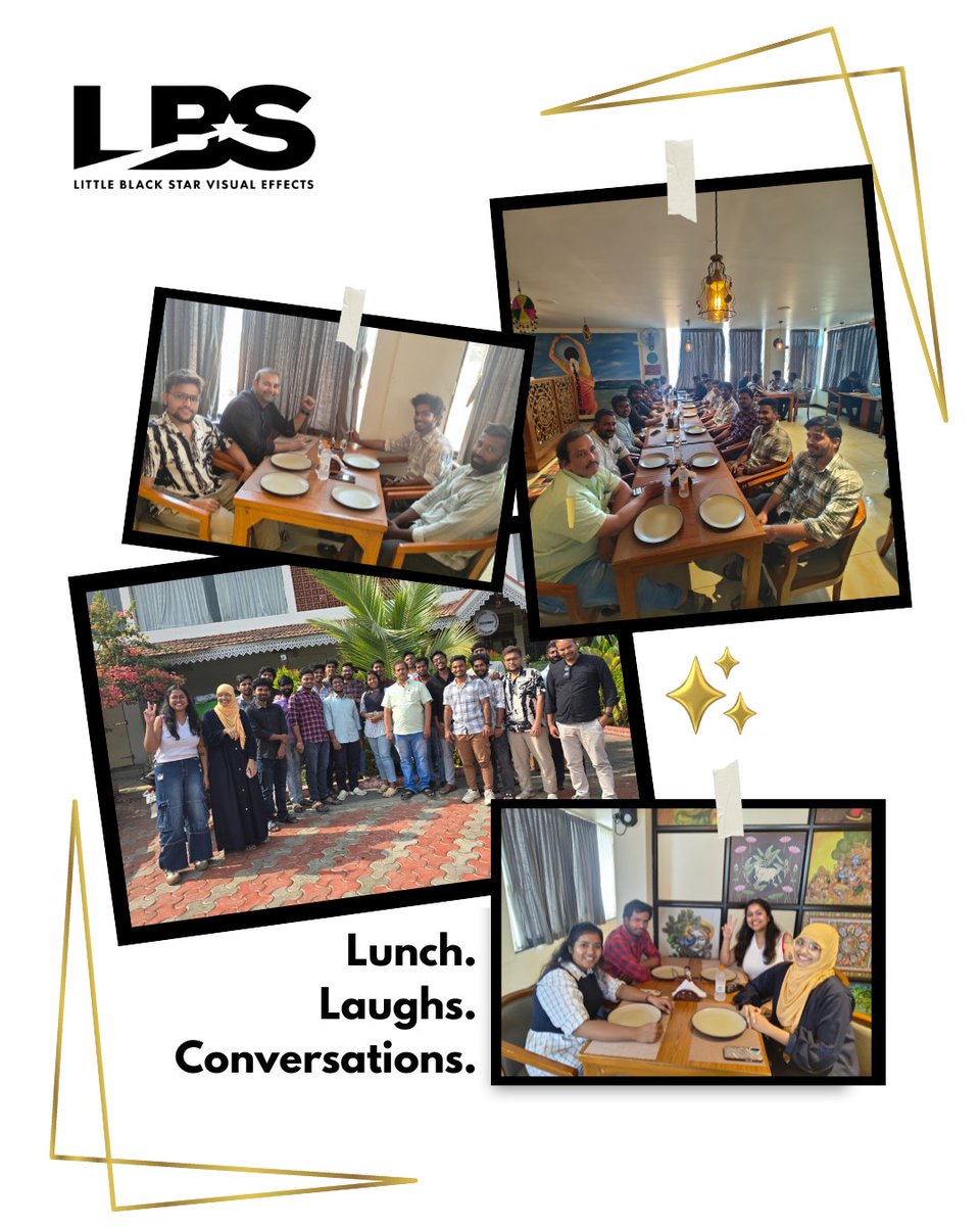 lbsvfx's tweet photo. January wrap done right ✨
Team lunch, monthly wins &amp; learnings, and lots of laughter.

Congrats to Pavan, our Star Performer of the Month 🌟
Onward and upward 🚀

#TeamCulture #LittleBlackStarVFX #MonthlyWrap #StarPerformer #TeamLunch #WorkCulture #VFXStudio #CreativeTeam https://t.co/zsouXKXn9u