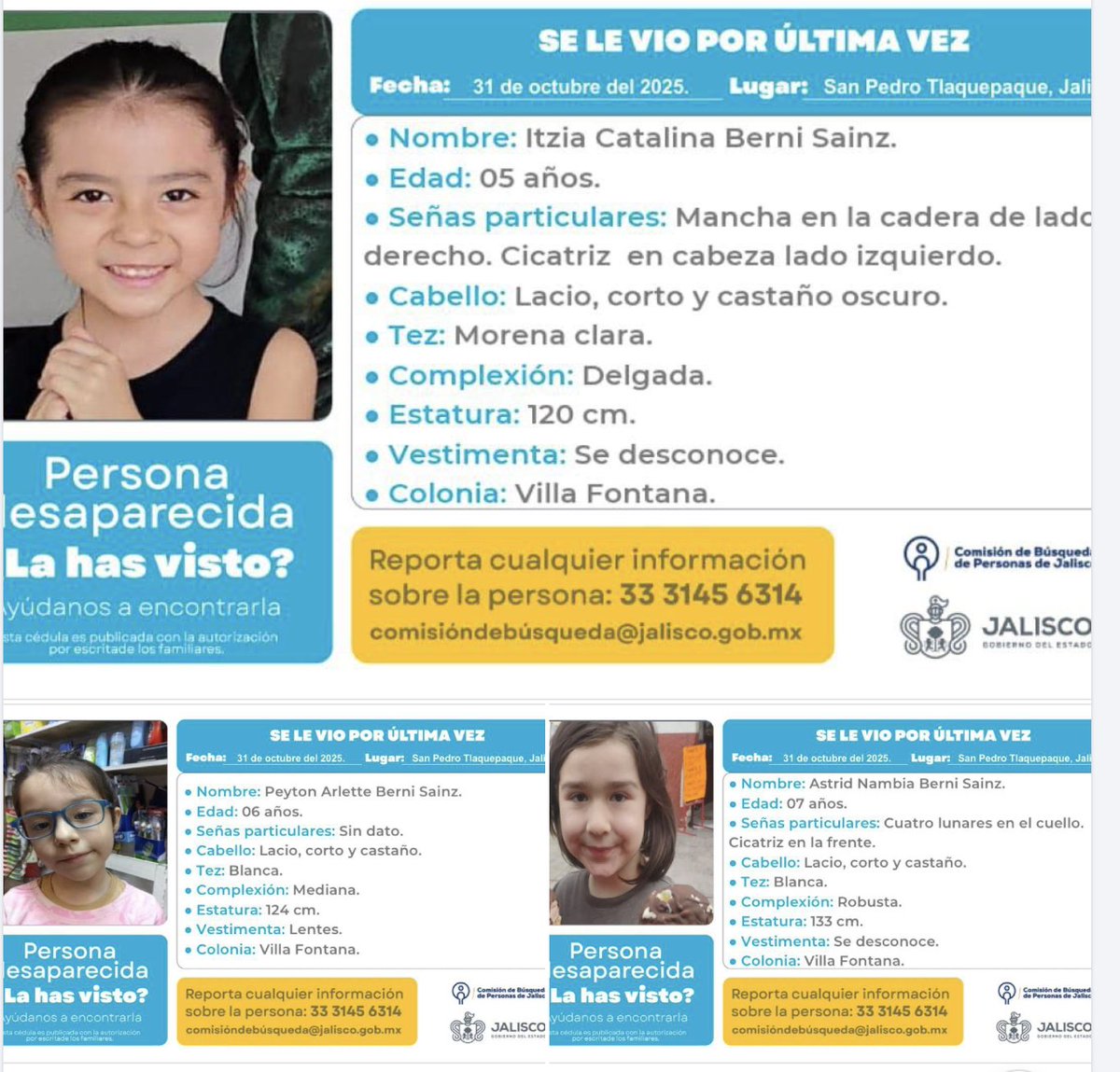VMGlezR's tweet image. Se reporta la desaparición de tres niñas en #Tlaquepaque, #Jalisco (Villa Fotana).