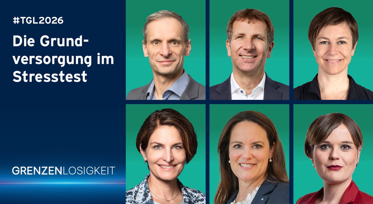 Zugang zu hochstehender #Grundversorgung ist eine gesundheitspolitische Priorität. Aber: Ist dies auch künftig sichergestellt? 
Dazu diskutieren <a href="/MatBinswanger/">Mathias Binswanger</a>, Michael Herzog, <a href="/DominiqueKuhlen/">Dominique Kuhlen</a>, <a href="/SaskiaSchenker/">Saskia Schenker</a>, Michaela Tschuor, <a href="/Sarah_Wyss/">Sarah Wyss</a>
#TGL2026 👉 t.ly/sR8nj