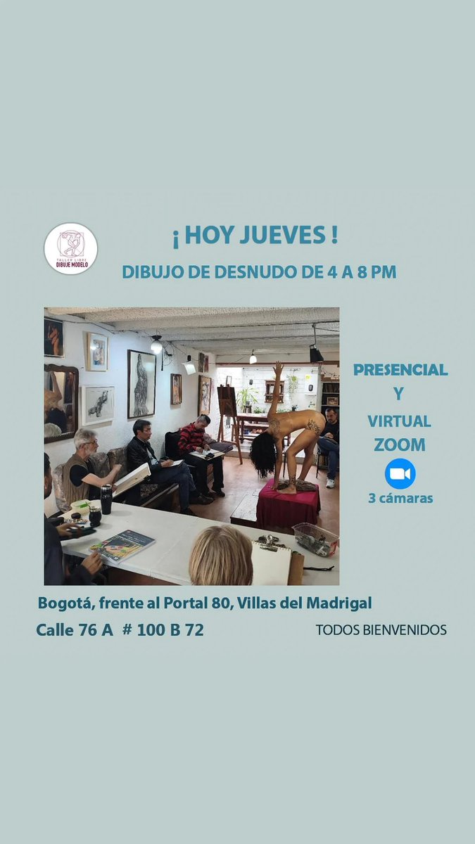 HOY JUEVES los esperamos. Aquí estaremos dibujando presencial y virtualmente ✏️. Bienvenidos todos.🖌️