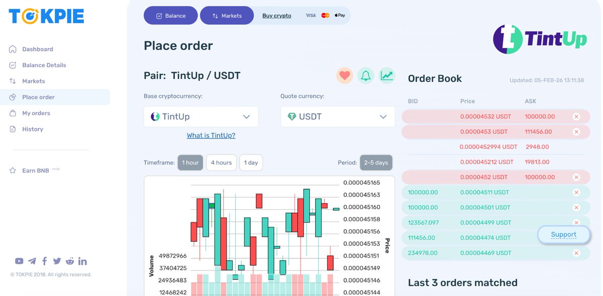 tintrally's tweet image. $TINTUP is listed on Tokpie.
The token is now visible on the Tokpie platform, expanding its market presence beyond DEXs.
Not available in the EU. EU residents excluded.

#TintUp #Tokpie #CryptoListing #UtilityToken