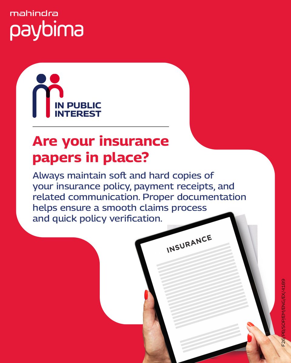 Reminder: Proper documentation ensures smooth insurance processes. 
Check your policy documents today.

#Paybima #SahiAdviceSahiInsurance #RightAdvisor #Insurance