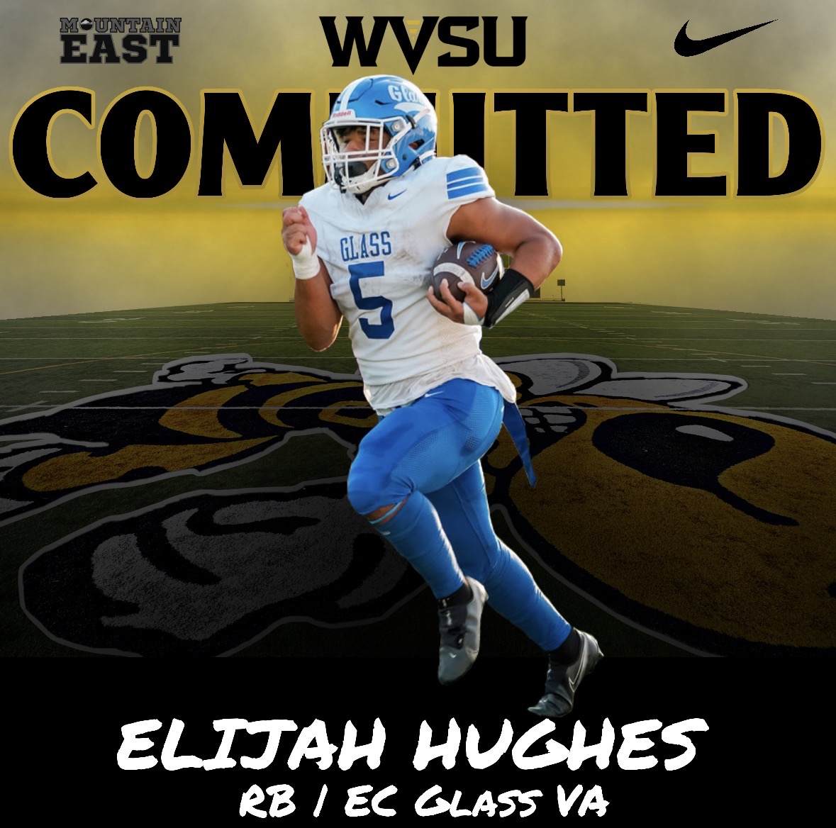 WvsuFootball's tweet photo. SIGNED
@Elijah43407514 - 6'0" 225lbs

Excited to bring Elijah Hughes into our football family! Elijah is an explosive RB from EC Glass HS in VA. He will add immediate depth to the RB room. https://t.co/DLCeqUaWjx