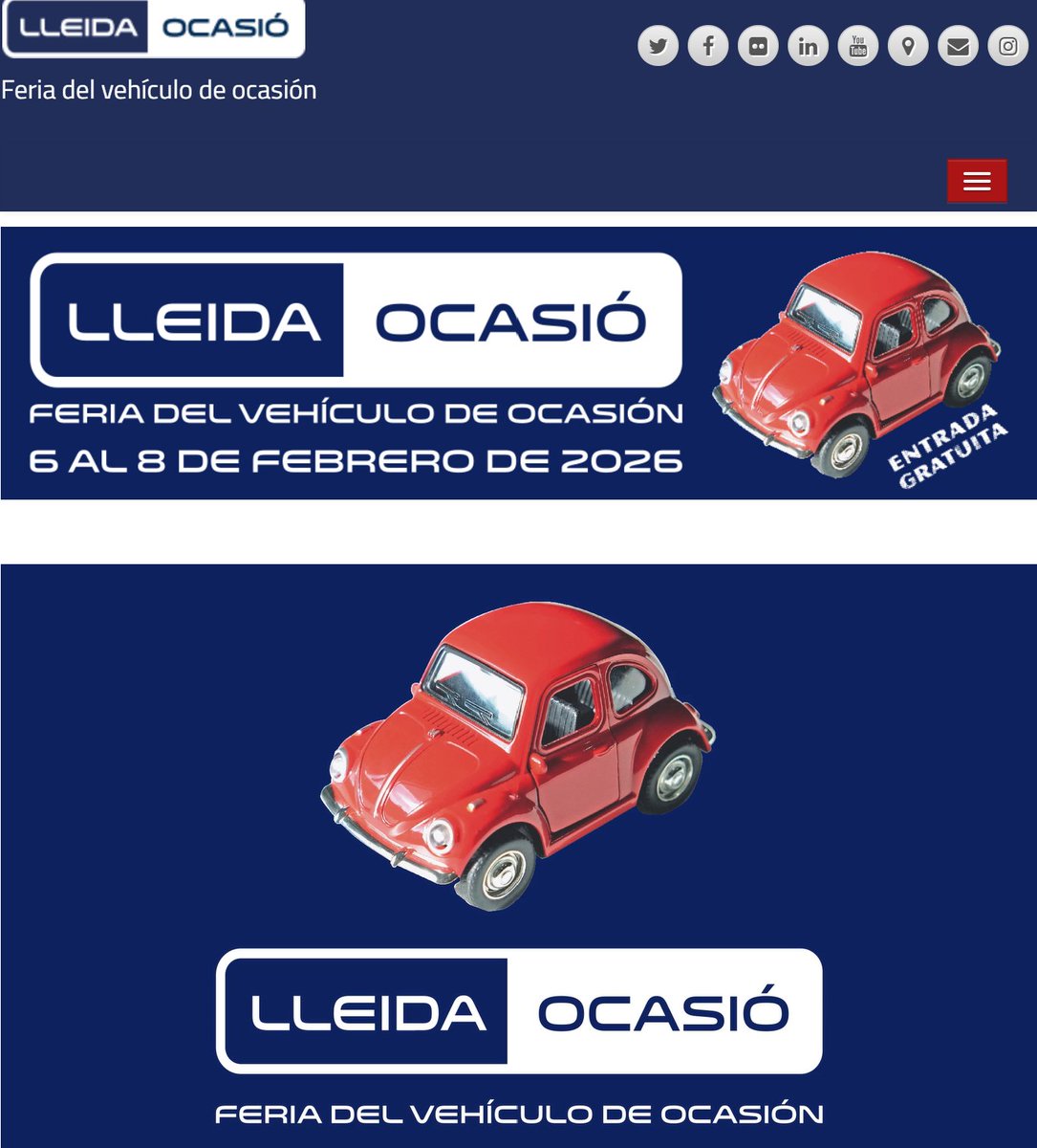 Fefic24's tweet image. Del 𝟔 𝐚𝐥 𝟖 𝐝𝐞 𝐟𝐞𝐛𝐫𝐞𝐫, 33 expositors, 650 vehicles i 12.100 m2 de superfície neta d’exposició a la nova edició de 𝐋𝐥𝐞𝐢𝐝𝐚 𝐎𝐜𝐚𝐬𝐢ó, la fira del vehicle d'ocasió de Lleida 🚗⁣
⁣
Més informació a: firadelleida.com/es/lleidaocasi… #LleidaOcasió #SomFires @FiradeLleida1