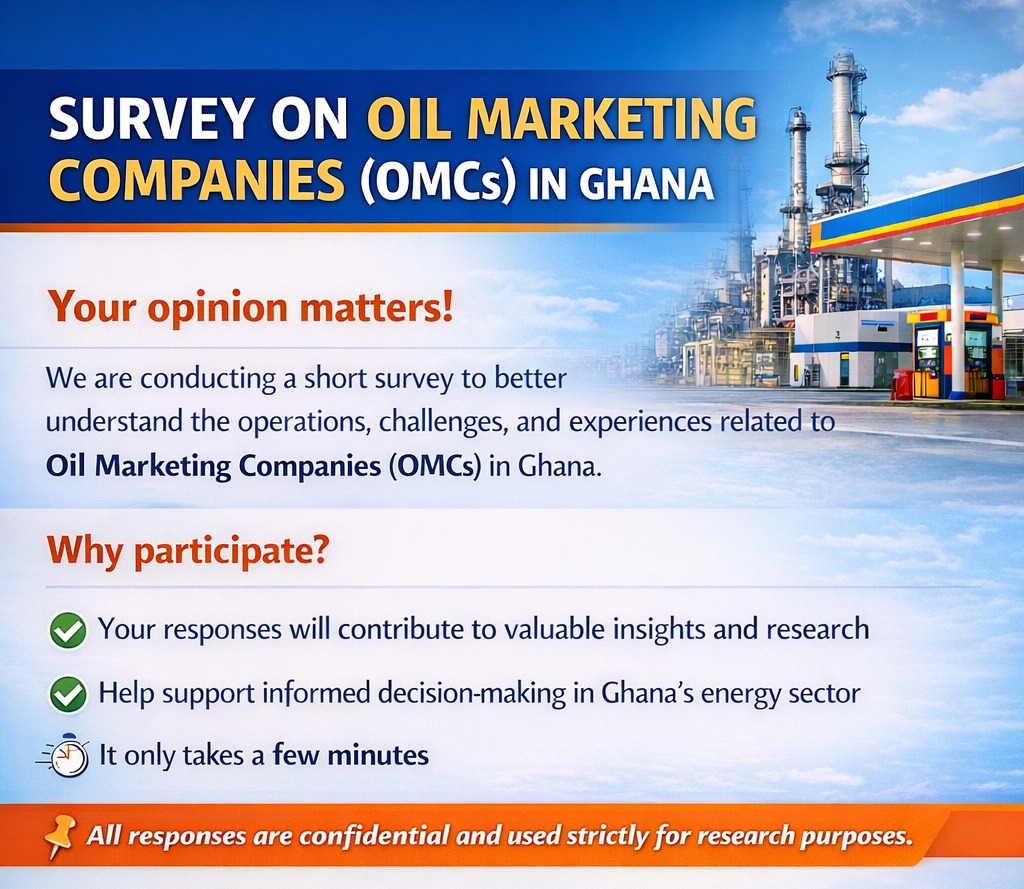 Our OMC SURVEY 2026 is live!

_Click on the link to take the survey_
ee.kobotoolbox.org/x/td9zwNd9

#Research #DataAnalytics #Ghana #survey