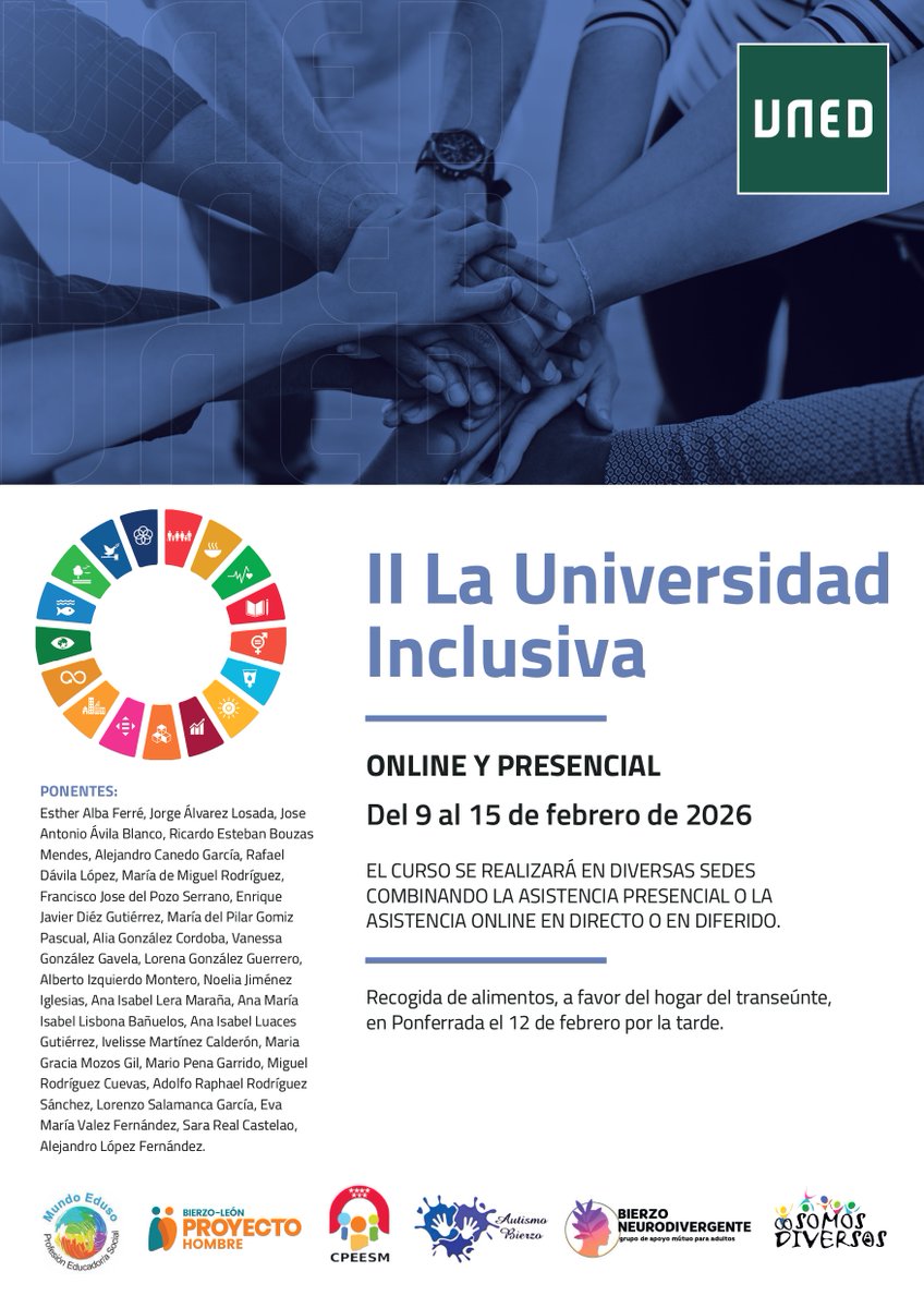 La Facultad de Educación de la UNED formará parte de las Jornadas de "Universidad Inclusiva", acogiendo su inauguración el lunes 9 de febrero.

🔗 extension.uned.es/actividad/idac…