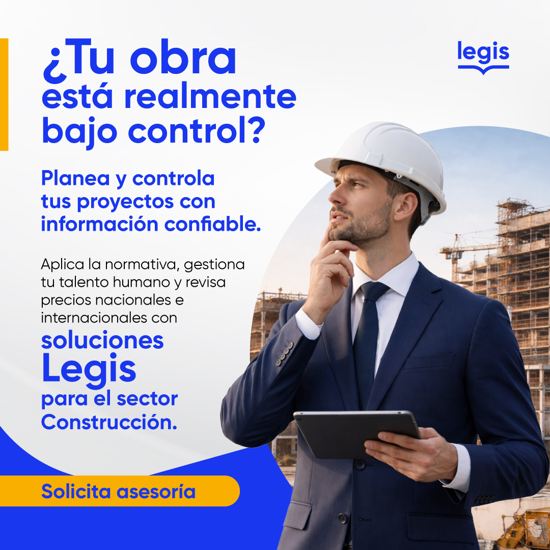 Planea y controla tus proyectos de construcción con información confiable. Normativa, talento humano y precios nacionales e internacionales que respaldan cada decisión.

 👉Habla con un asesor:  legis.co/formulario-con…