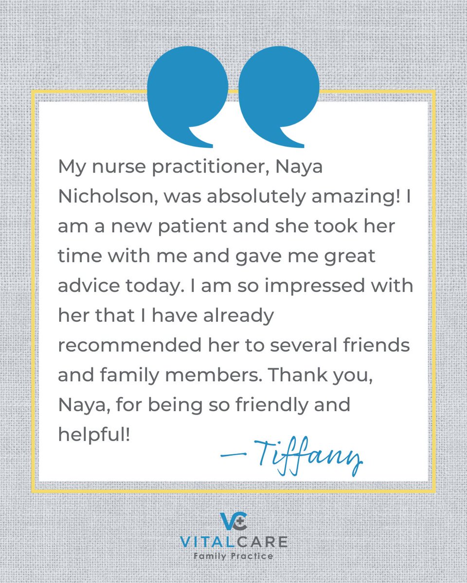 💛 Thank you for your review!

Taking the time to provide personalized care and guidance is what Naya does best, and we’re so glad it made a difference. Thank you for recommending her to your friends and family!

🌐 | vist.ly/4qg7j

#VitalCareFamilyPractice #KindWords