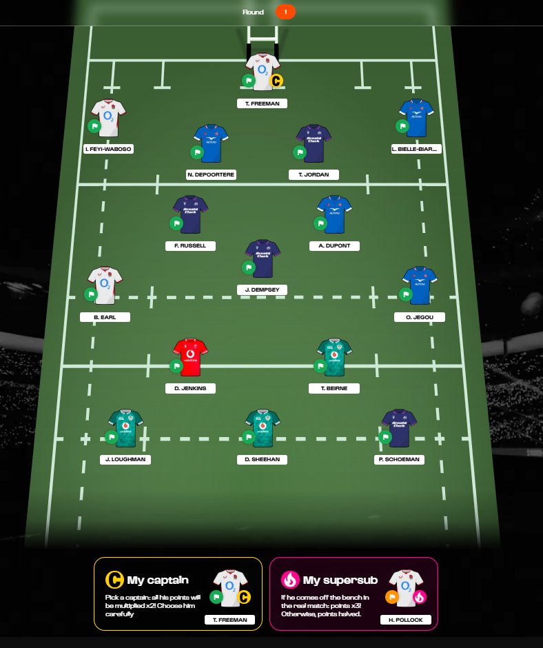 TimDYo's tweet image. Fantasy Six Nations - Pretty final draft team #SixNations Any improvements?