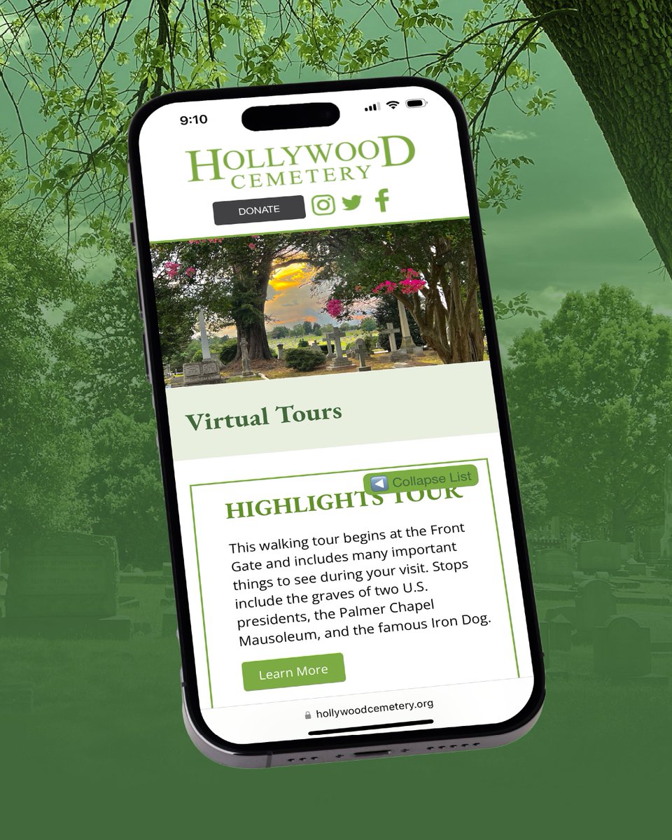 Our virtual tours remain available during the cemetery’s inclement weather closure!

From prominent women to Virginia Governors, each tour is filled with a wealth of knowledge about the famous personalities and important sites within our gates.

🔗hollywoodcemetery.org/visit/virtual-…