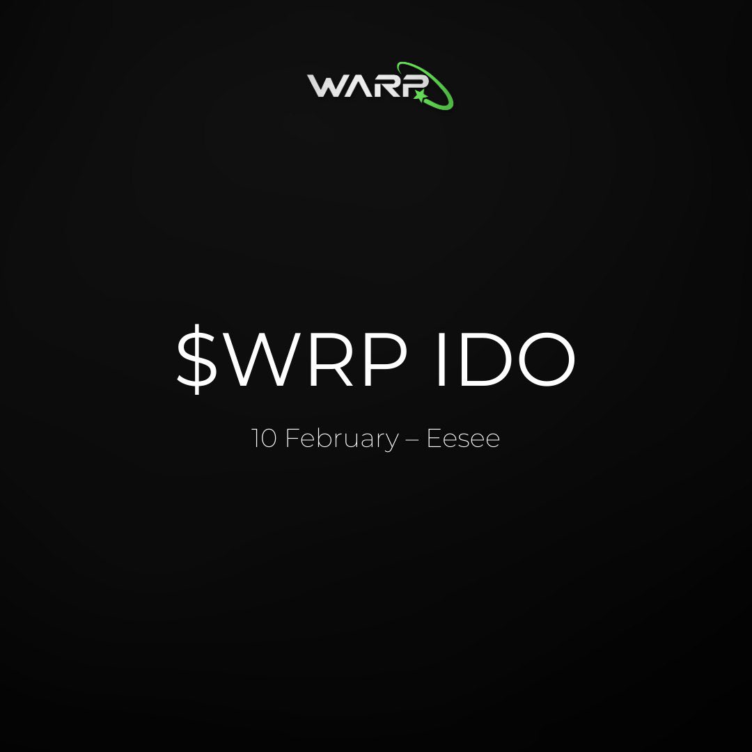 $WRP IDO goes live February 10 on <a href="/eesee_io/">eesee.io</a>

The $WRP IDO marks the first public access point to Warp’s infrastructure-led gaming ecosystem.

$WRP launches via IDO on Eesee on February 10, providing early participants access ahead of public DEX trading on Blackhole on February
