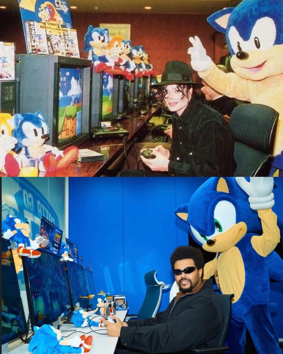 FrenchRapUS's tweet image. 🚨 INCROYABLE ! 

The Weeknd a recréé les photos iconiques de Michael Jackson jouant à Sonic en 1993 🥲