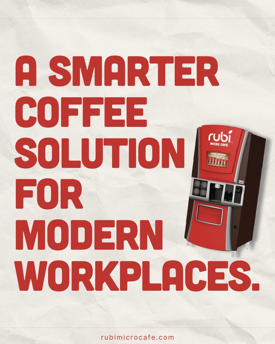 RubiMicroCafe's tweet photo. In 2026, it’s time to rethink what office coffee can be. 
A smarter, fresher option that fits modern workplaces, shared environments, and growing teams. 
Learn what Rubi could look like in your space.
→ info@rubimicrocafe.com | https://t.co/R0zzlaYF63

#officeupgrade https://t.co/mV4aQHPWdH