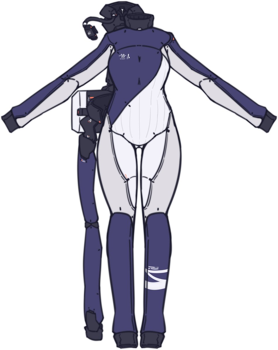 スーツはこんな感じで 左肩から右腰にかけてジップでガバっと開くイメージ 体系に合わせたオーダーメイドということなのだけど、凪夏はいったいどこからそんな資金が…?
あと水滴やらオーバーレイやらぼかしやらなんやら無い版も好きな仕上がりなので貼る 