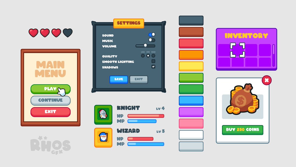 RhosGFX's tweet photo. Split this pack into Lite and Full versions :)

Previously we had just the Lite version, which includes source files but not everything's exported. Full version is twice the size (ish) but is maybe more convenient :)

took ages but hopefully it's helpful!

#gameassets #itchio https://t.co/i1rGq38tso