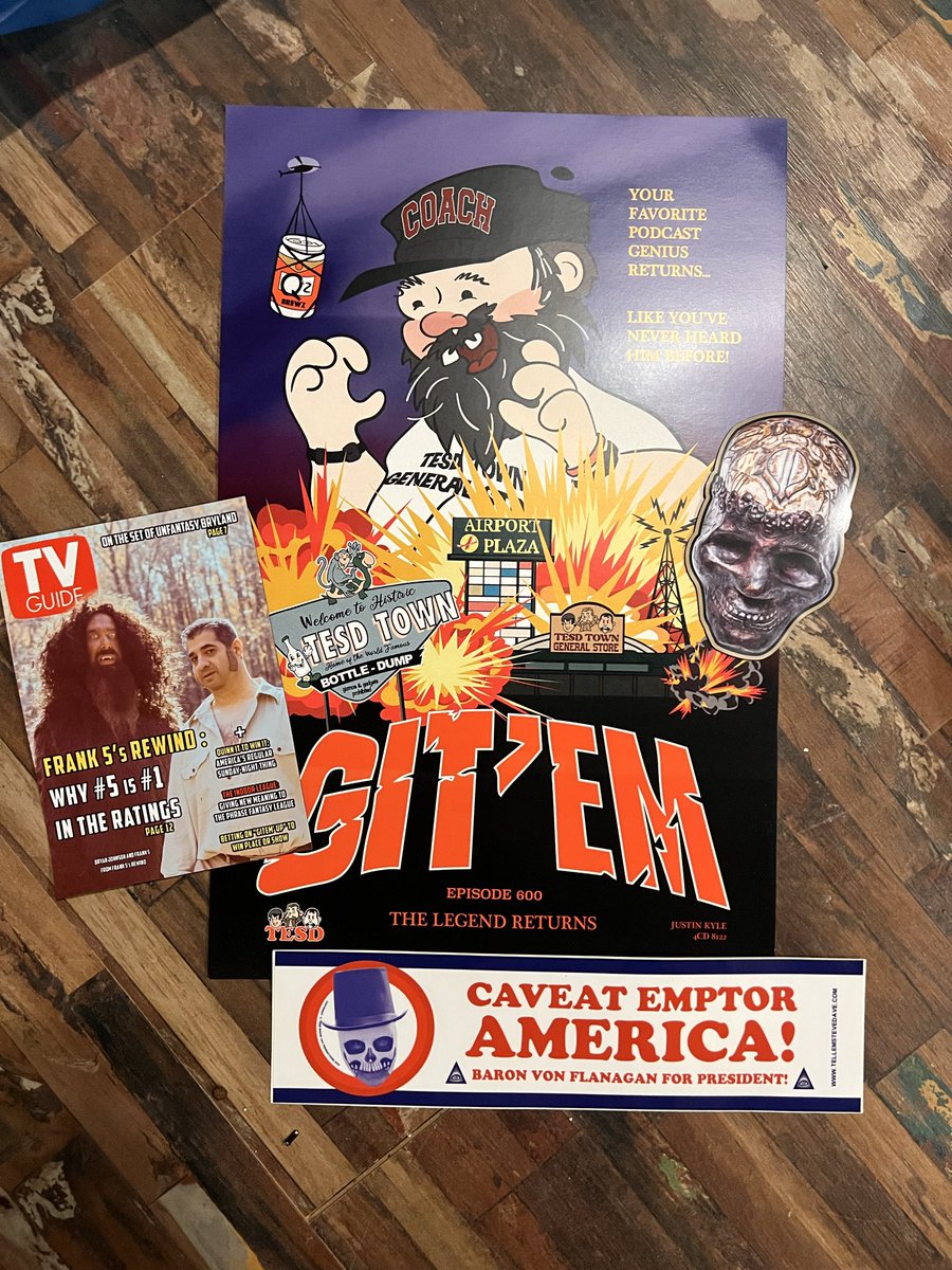 🛑 #Giveaway time! Sweet <a href="/GitEmSteveDave/">TheBrettMaherOfTweets</a> poster by <a href="/4ColorPatchem/">Justin 🐜 #8122</a> of the <a href="/WannabeezPod/">Wannabeez Podcast</a> magnets and <a href="/sundayjeff/">booyah</a> Baron bumper sticker. Comment #TESD on this post like and repost to enter. Drawing Sunday <a href="/TellEmSteveDave/">Bryan Johnson</a> <a href="/DonovanTESD/">Donovan 4CD #8693🐜</a> <a href="/tesdgroupie/">TESDgroupie</a> <a href="/SModfan/">Curator</a> <a href="/tmilo1982/">tom milo 🐜 #2749</a> repost please