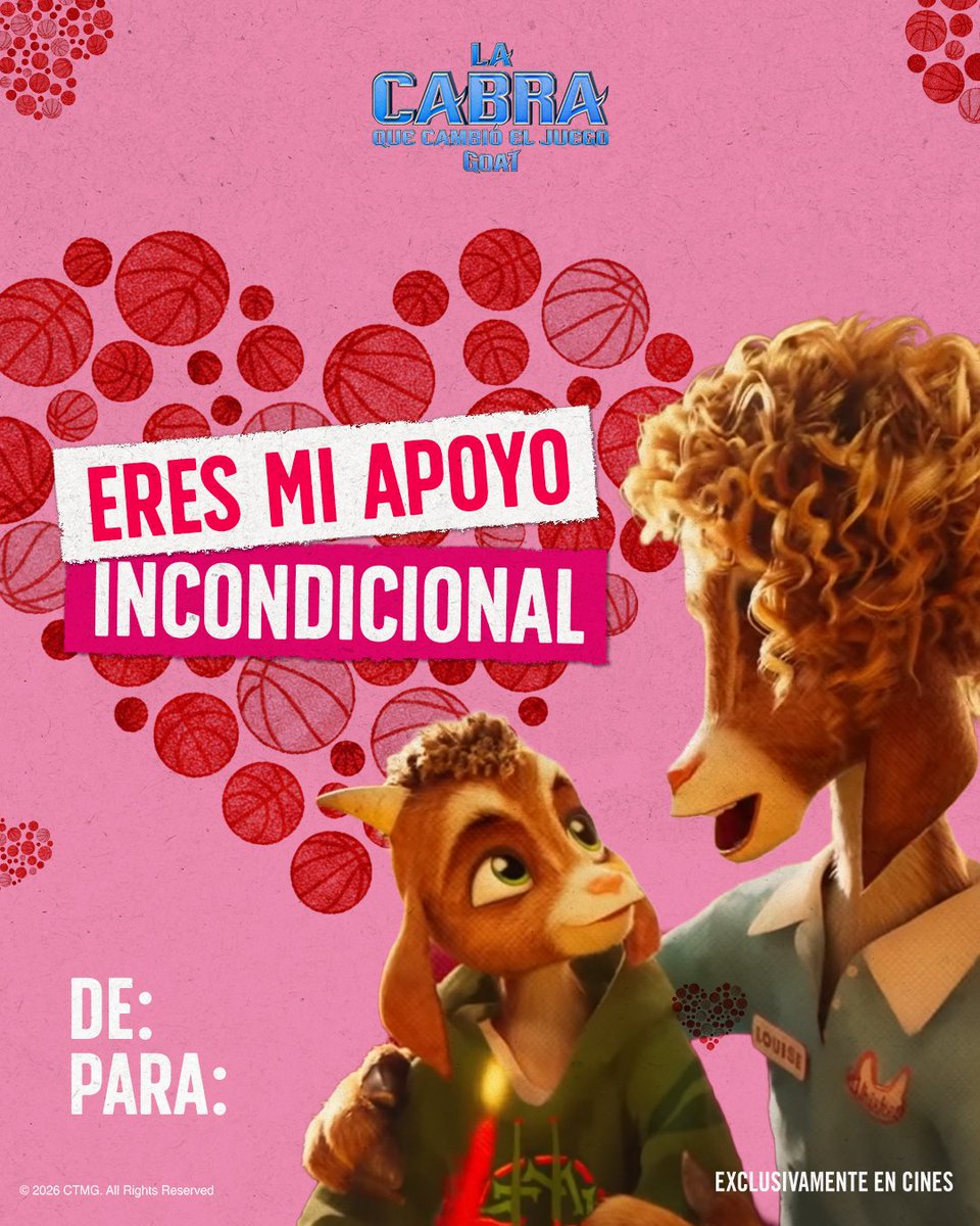 SonyPicturesMX's tweet image. ¿Necesitas una tarjeta de San Valentín para tu amorcito? No te preocupes, aquí te ayudamos. 💌✨
No te pierdas este San Valentín #LaCabraQueCambióElJuego – GOAT. 🐐 AHORA, exclusi-baaaaah-mente en cines.