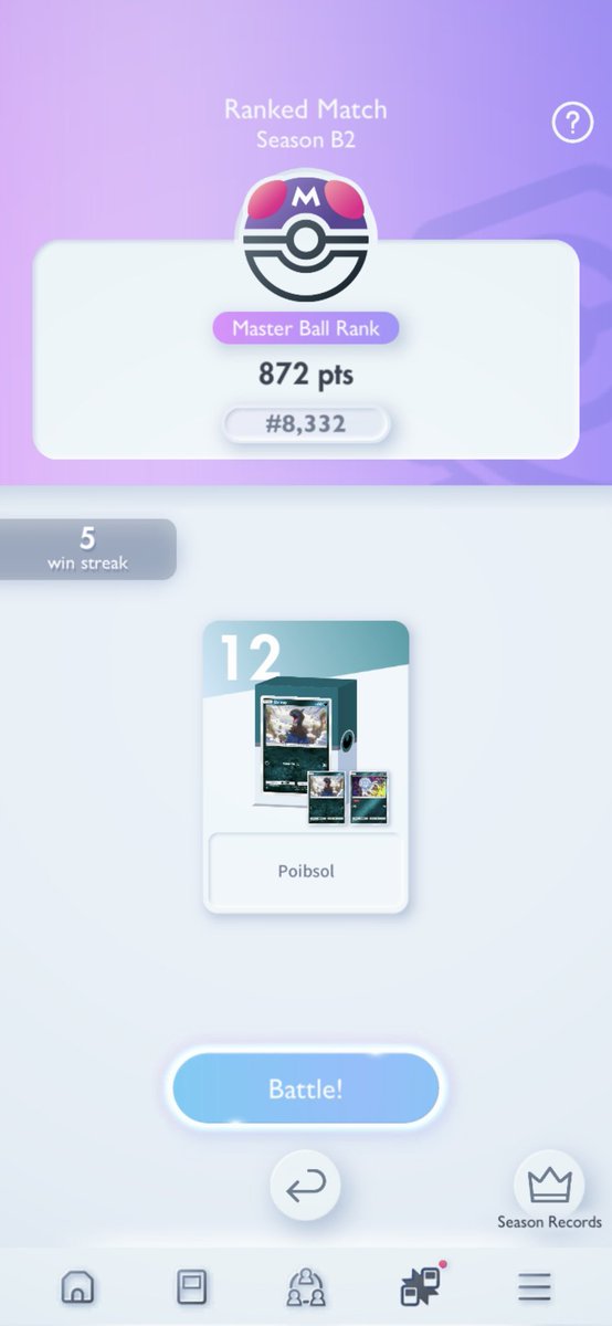 Me gusta apagar mi cerebro  y subir rangos con este deck 😴

Como siempre mi meta será solo top 5k 🫡

Espero subirles videitos más frecuente con decks diferentes 🥺

#PokemonTCGPocket