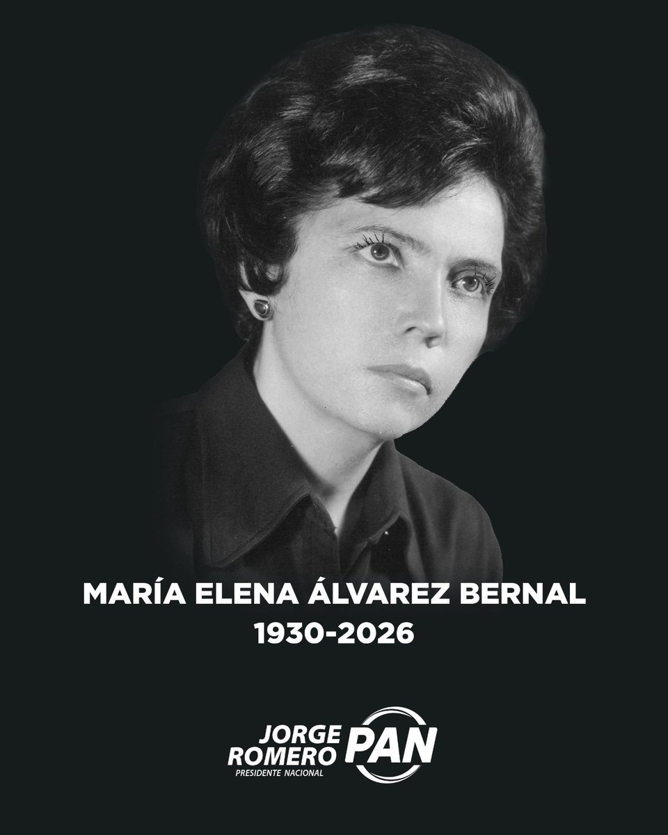 Con profundo dolor lamentamos la partida de María Elena Álvarez Bernal.

Una mujer de convicciones firmes, de fe, de principios y de amor por México. Su presencia y su ejemplo marcaron a muchas generaciones dentro de <a href="/AccionNacional/">Acción Nacional</a>.

Hoy despedimos a una gran panista y abrazamos