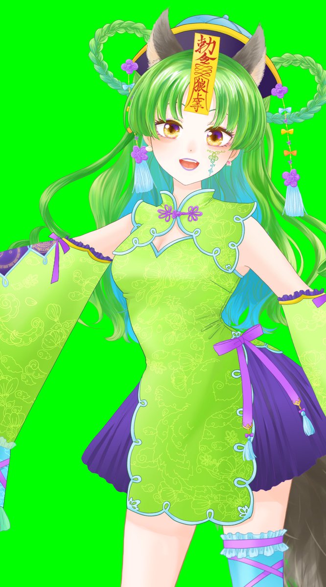 緑髪Vtuberの話をみんながしてて嬉しいね！！
基本クロマキーは水色でいけるけど、うっかりインナーカラーを水色にしちゃって動画には登場できない衣装があります😂VTubeStudio様はそんなの関係なしに綺麗に抜いてくれるので配信は余裕です。ありがとうね…🙏