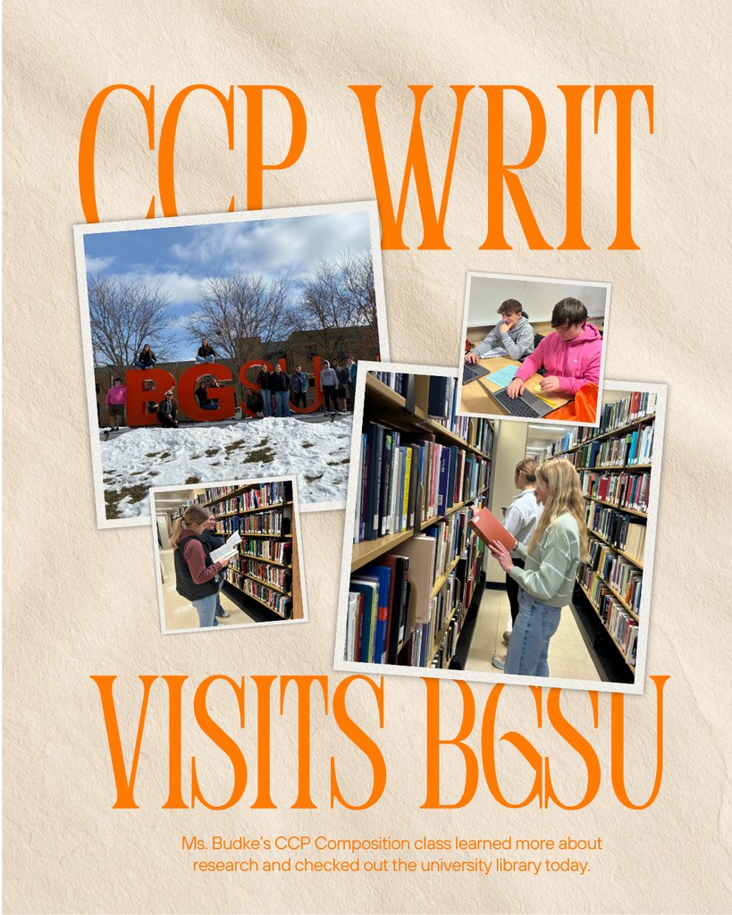 PilotsPrincipal's tweet photo. Ms. Budke's CCP WRIT 1120 class visited BGSU today to learn about college-level research and utilize the university library. https://t.co/Zs9OcWQpvd