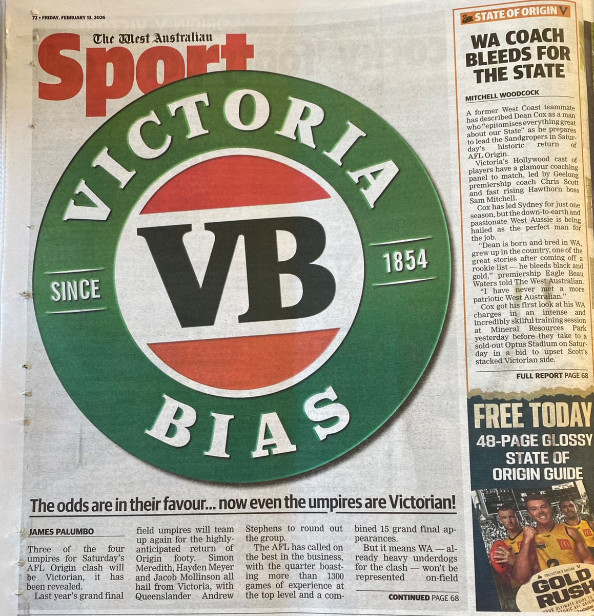 Zeus_Cricket's tweet image. #AFL #Origin #WAvVIC