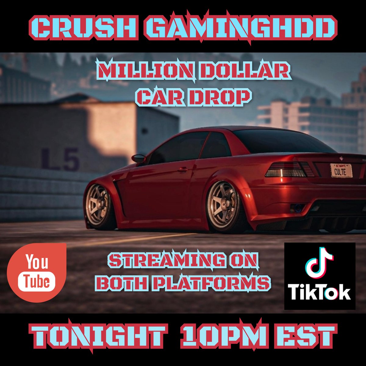 TONIGHT WE GOING LIVE  ON BOTH TIKTOK &amp; YOUTUBE. OUR 5TH STREAM ON TIKTOK &amp; ARE GETTING LOTS OF SUPPORT. MUCH ❤

🚨MILLION DOLLAR CAR DROP🚨

TAP LINKS BELOW &amp; COME SUPPORT. 

TIKTOK -  tiktok.com/@crushgaminghdd

YOUTUBE -  youtube.com/@crushgaminghd…

Come be part of our streams. 🫶