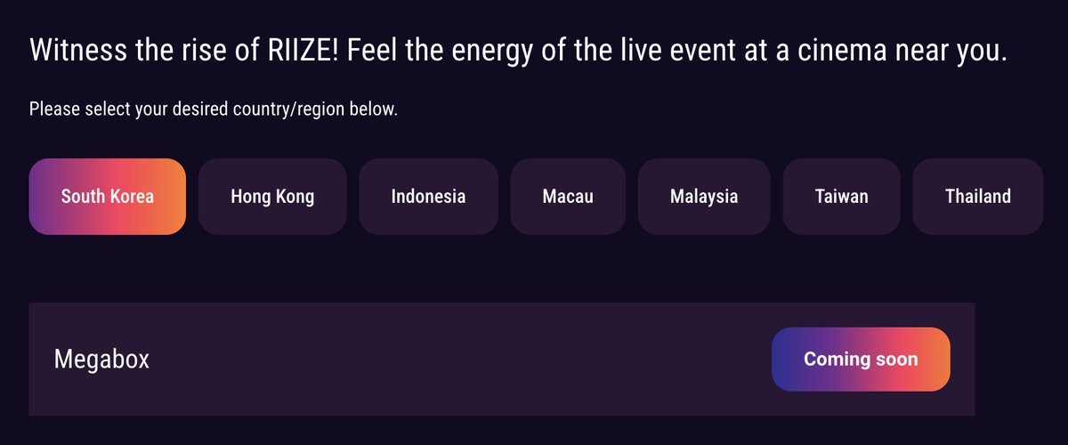 2026 RIIZE CONCERT TOUR [RIIZING LOUD] FINALE IN CINEMAS will be screened in South Korea, Hong Kong, Indonesia, Macau, Malaysia, Taiwan, and Thailand.

📍 Screening Information
📅 Date &amp; Time: 2026.03.07 (SAT) 6PM (KST)                         
📅 Ticket Sales Open: 2026.02.24