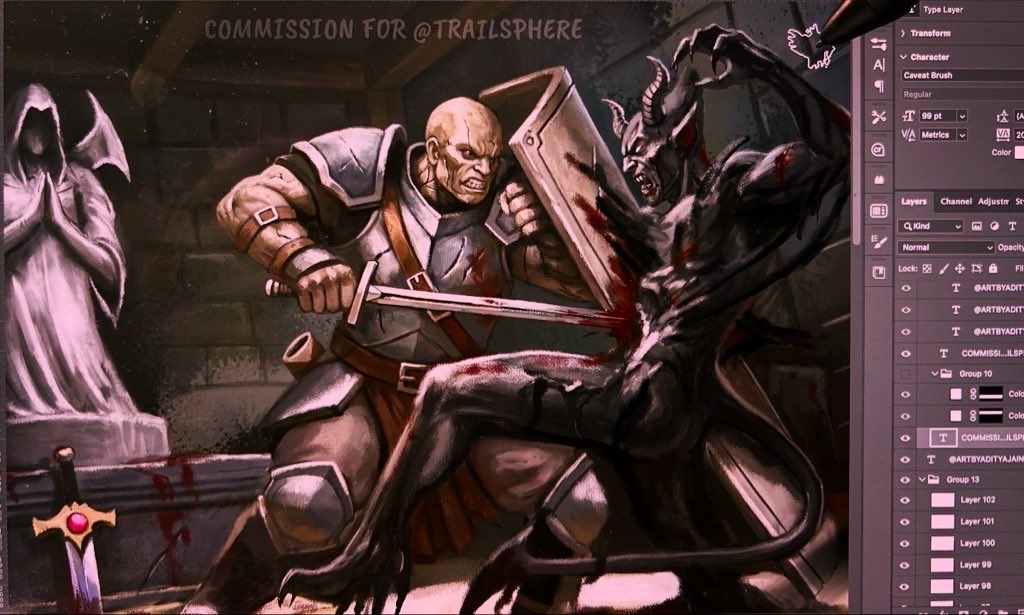 artbyadityajain's tweet photo. Dungeon Masters ❗️ need cinematic art for your campaign?
I create D&D / Pathfinder character scenes & splash art.
Limited Feb slots.
👉 https://t.co/LWFFrDYpfK ✨
#dndart #ttrpg #pathfinderrpg #dungeonmaster #fantasyillustration https://t.co/A4iAcR7aJZ