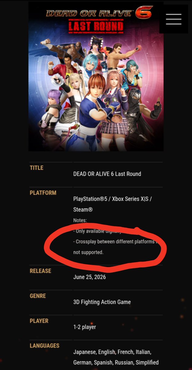 <a href="/TeamNINJAStudio/">Team NINJA</a> <a href="/koeitecmogames/">コーエーテクモ</a> We NEED Crossplay!! Please make it happen!

<a href="/EmeryReigns/">EmeryReigns</a>
<a href="/oMASTERo/">Super Ninja™</a>
<a href="/BTL_LordArion/">Back Turned Legend</a>

#deadoralive #DOA6