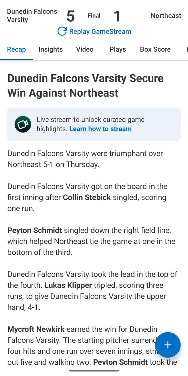 Dunedin HS Baseball tweet media