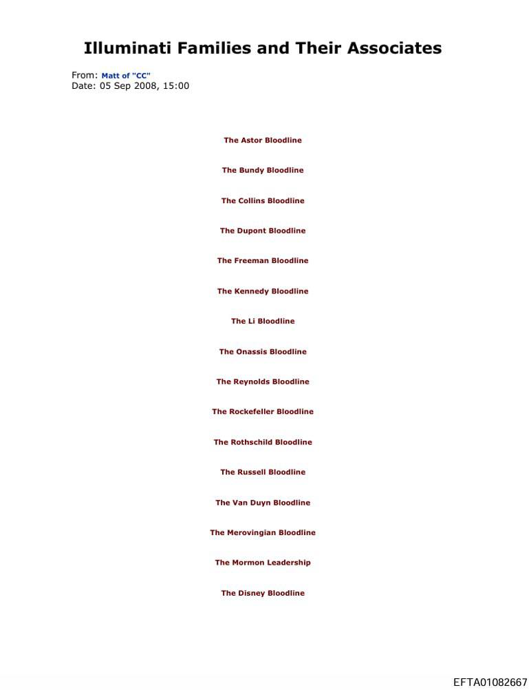 🚨엡스타인 파일에

록펠러, 로스차일드, 디즈니는

일루미나티 기본 혈통으로 나열되어 있다.