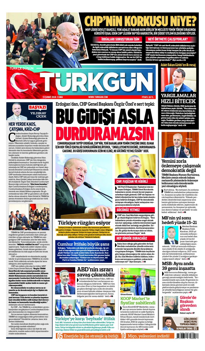 Gazetemizin 13 Şubat Cuma baskısını inceleyebilirsiniz... #Türkgün #turkgungazetesi