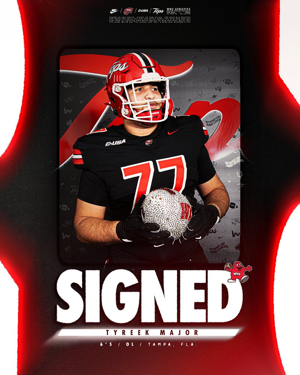 WKUFootball's tweet photo. Signed 🔏   

Welcome to The Hill ➜ @TyreekMajor https://t.co/2yTii2HbX5