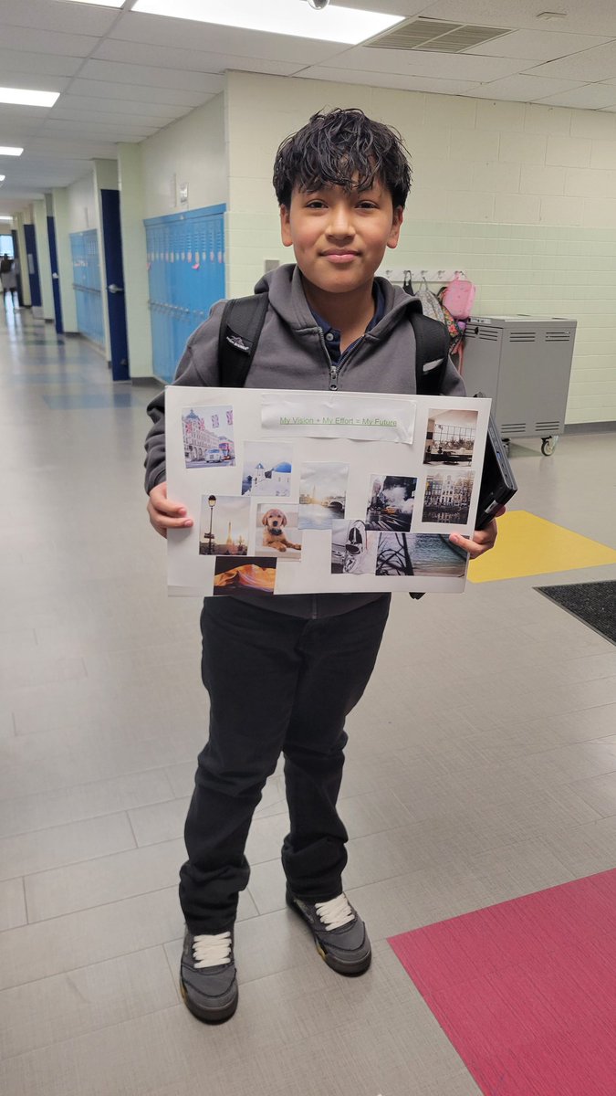JohnAdamsElem's tweet photo. Mr. Perin's ELA fifth graders created vision boards and then wrote personal essays about how they see their futures. #goals #VisionBoard2026 #BeEager #JARootsandBlooms #EagerEagles https://t.co/KD5YTnxAVq
