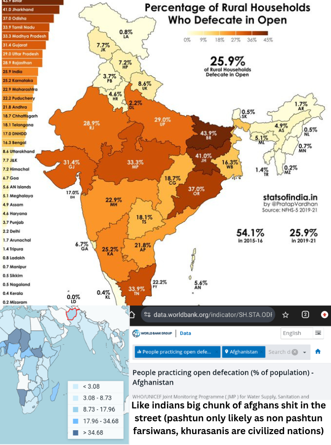 afghans and hindus behave sem2sem, top shit in street states in india r hindi belts like bihar, east u.p, m.p, while punjab, hryana only 4%, afghans are pajits of afghsnistan and are called indians by tajiks due to their behaviour and looks and need to be civilized by punjabis