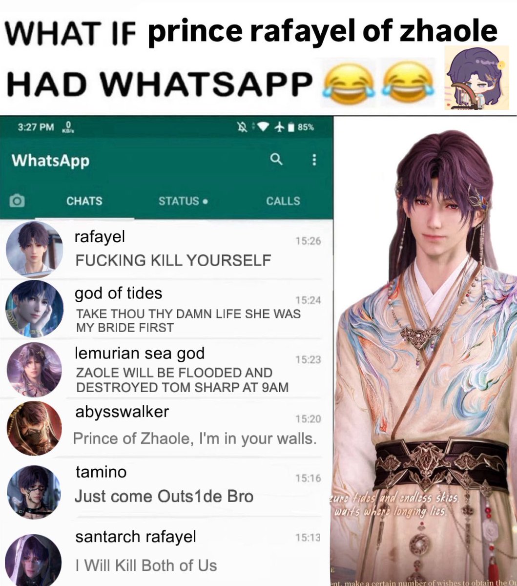 thinking about how main story rafayel &amp; all the other versions of him are probably crying and throwing up rn knowing prince rafayel got to call mc wife first