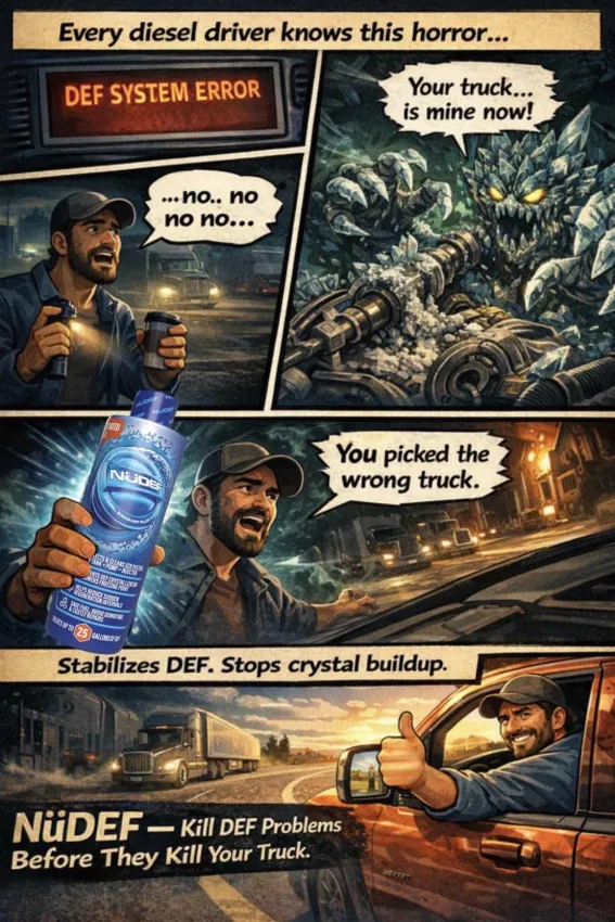 NuDefCo's tweet photo. DEF crystals don’t stand a chance — NüDEF keeps your truck running strong and your warnings gone. #DieselPower #NoDowntime #TruckerLife #KeepAmericaMoving #HeavyDuty #PerformanceMatters #DEF #Diesel #Truckers #SemiTruck #Industrial #Downtime #SaveYourMoney https://t.co/GH2XPqDU2C