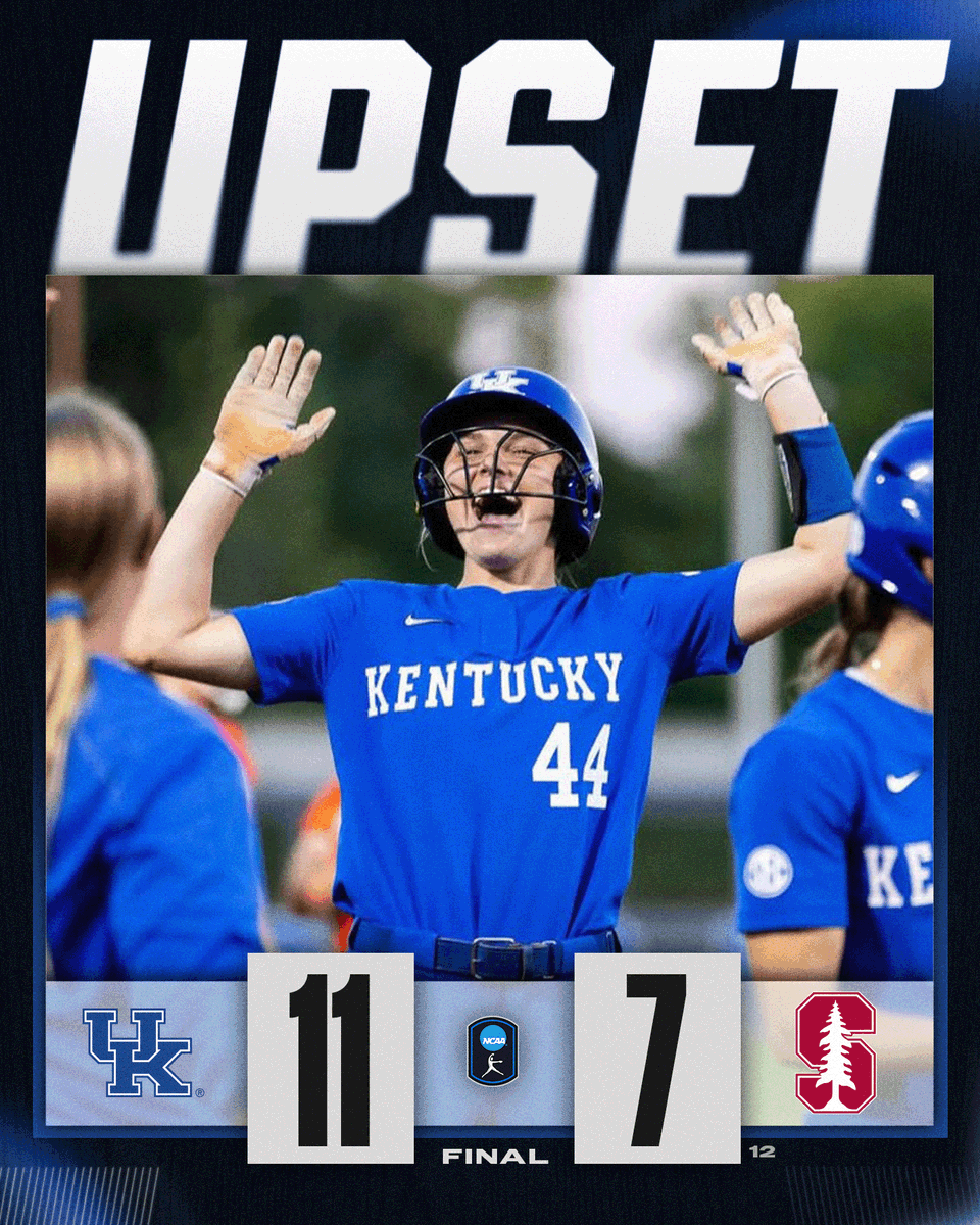 NCAASoftball's tweet photo. CATS CAME TO PLAY 😼

@UKsoftball upsets No. 12 Stanford, 11-7!

#NCAASoftball https://t.co/zBbu8IGYge
