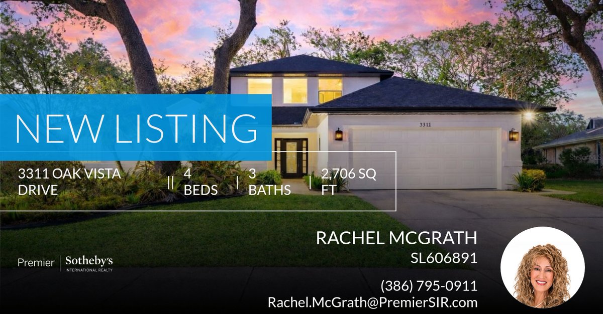 📍 New Listing 📍 Take a look at this fantastic new property that just hit the market located at 3311 Oak Vista Drive in Port Orange. Reach out here or at (386) 795-0911 for more information

Rachel McGrath
Sales Associate
Premier ... homeforsale.at/3311_OAK_VISTA…