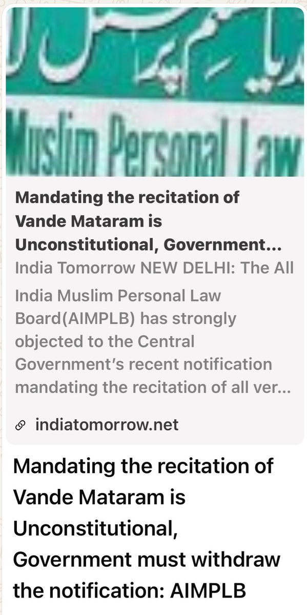I think the best solution to Muslim opposition to recitation of full Vande Matram is taking a path towards Pakistan. Those Muslims who are opposed to it should migrate to Pakistan or any other Muslim country. 

As it is almost 87% of the Muslim votes in the 1945 elections went to
