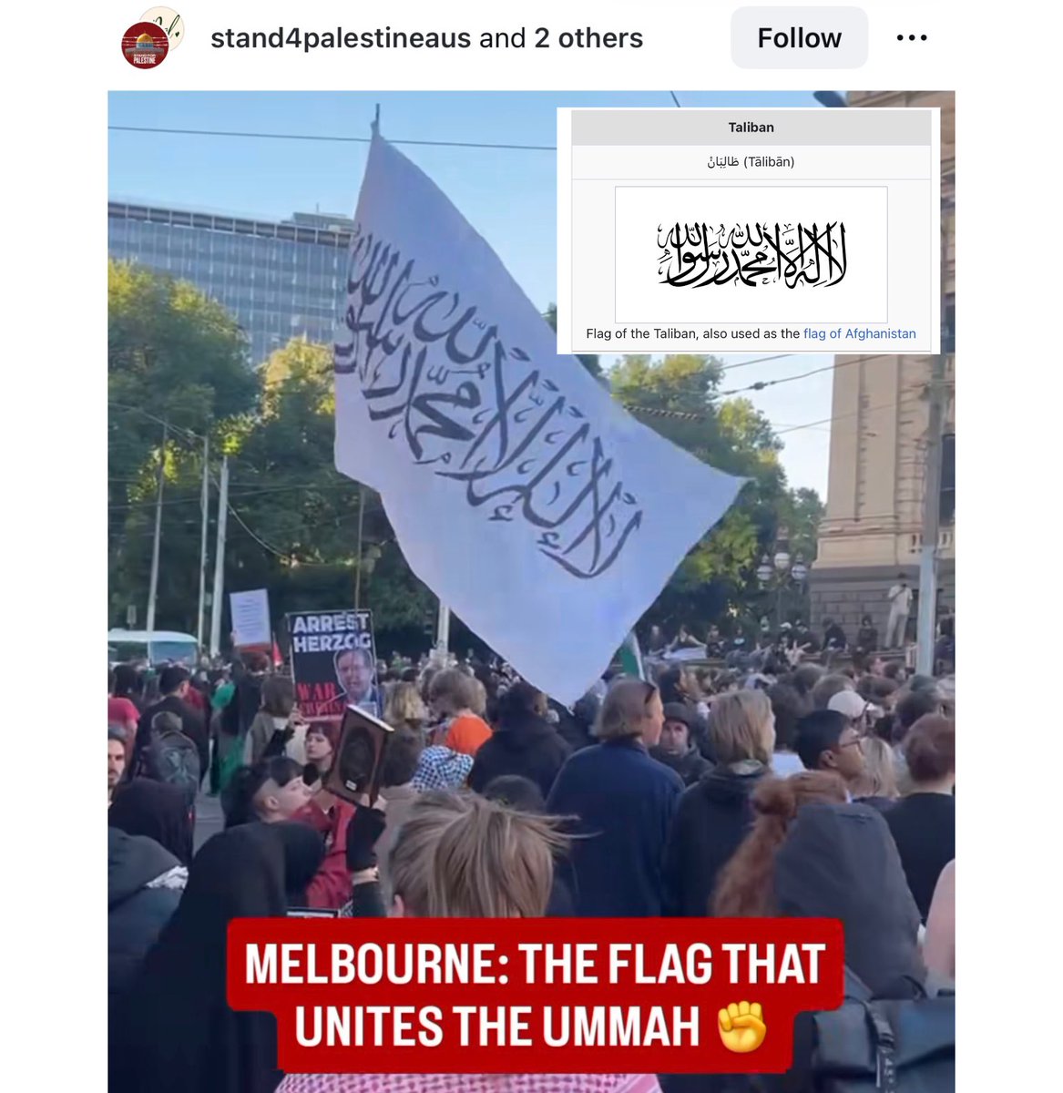 Taliban flag at the anti-Israel protests in Melbourne.