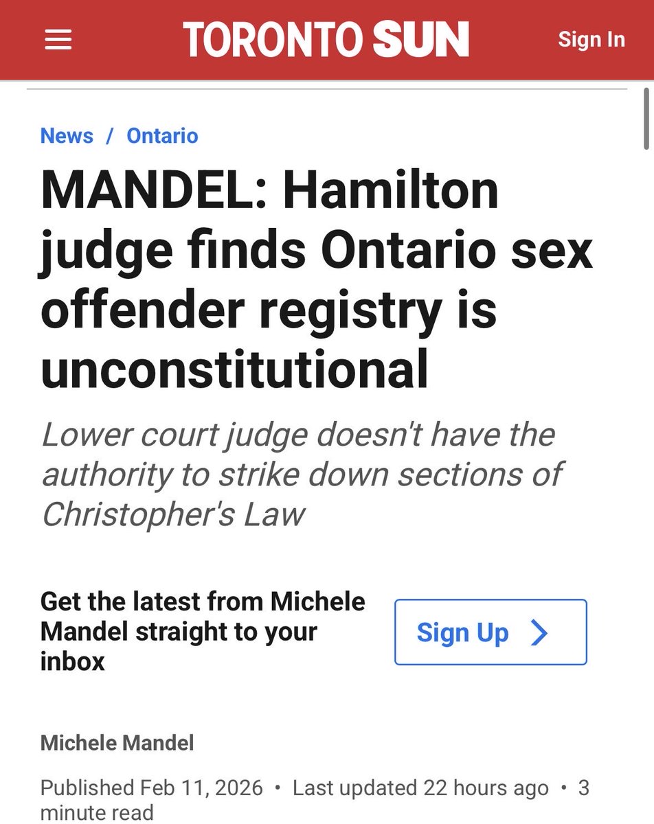 “A Hamilton judge has actually ruled Ontario’s sex offender registry violates the rights of convicted sex abusers and is unconstitutional”

What happened to our Country?