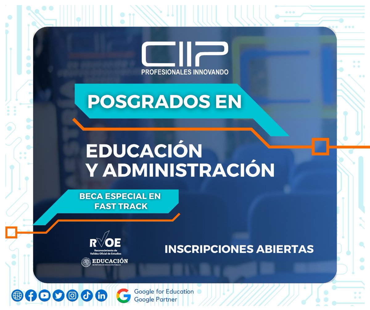 CiipProfesional's tweet photo. ✨ Impulsa tu futuro con CIIP
🎓 Maestrías y Doctorados con innovación y flexibilidad
🚀 Da el siguiente paso profesional
🗓️ ¡Aún estás a tiempo!
🔗 https://t.co/sivm0cw1uD
#CIIP #ProfesionalesInnovando https://t.co/KPaeHm9KiR