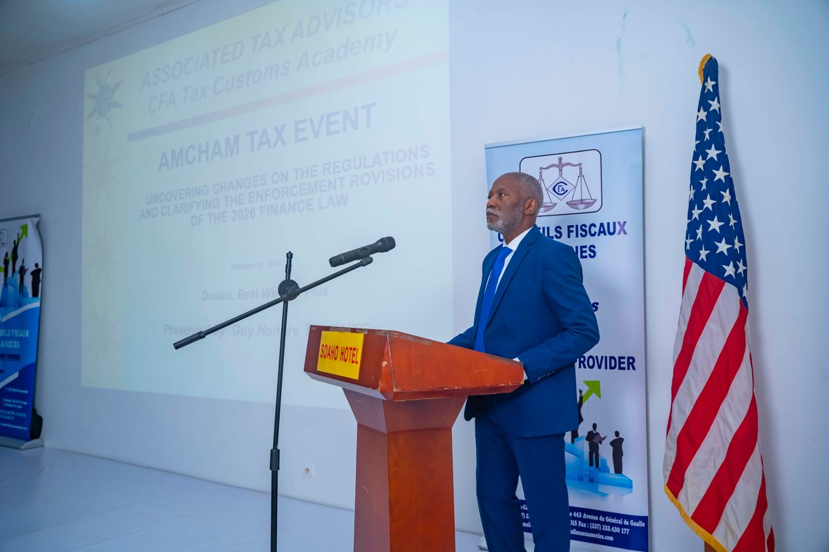 amchamcmr's tweet photo. 2026 TAX EVENT: AMCHAM REVEALS UNIQUE FISCAL INNOVATIONS
On Tuesday, February 10, the American Chamber of Commerce in Cameroon (AmCham) unveiled the 2026 Finance Law, highlighting its major innovations during a briefing cocktail themed “2026 Finance Law—Innovations, Perspectives. https://t.co/cO2dY3u12P