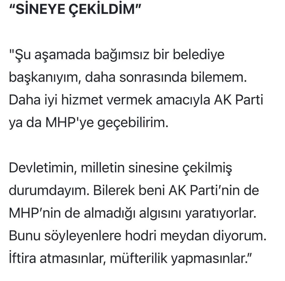 Aziz hemşehrilerim,
Gazeteci Saygı Öztürk ile yaptığımız telefon görüşmesi sonrası kaleme aldığı haberinde bazı bölümlerin yanlış anlaşılması üzerine haberdeki ifadelerimi son iki ekleme başlıklarıyla üstadım tarafından düzeltme yapılmıştır. Kendisine teşekkürlerimi sunuyorum.