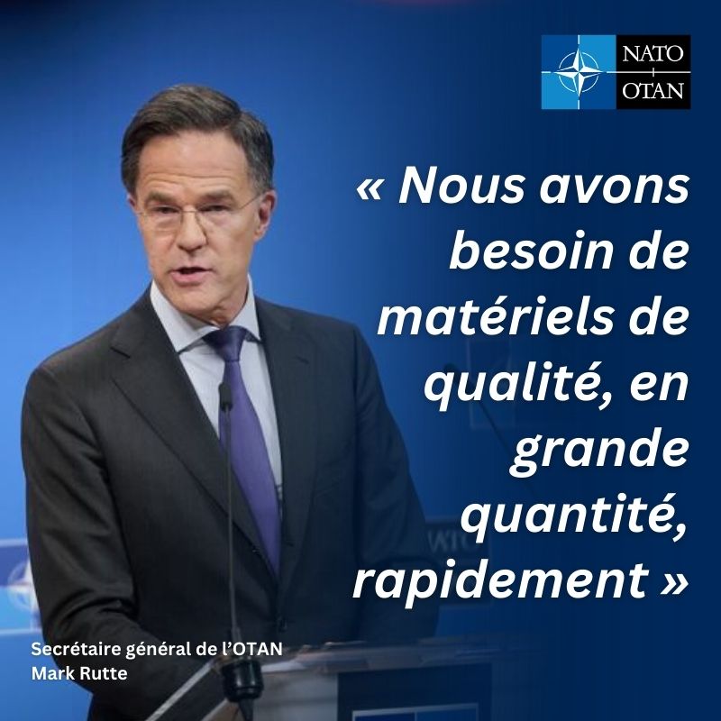 OTAN_FR's tweet photo. Pour une véritable capacité de défense, il faut une forte industrie de défense.
Lors de sa conférence de presse suite à la #DefMin, le @SecGenNATO a souligné le besoin de construire de nouvelles lignes de production des deux côtés de l'Atlantique. https://t.co/VBpYXFRUwx